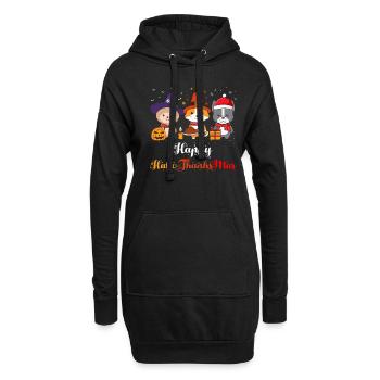 Happy HalloThanksMas - Hoodie-Kleid - Schwarz - Vorne