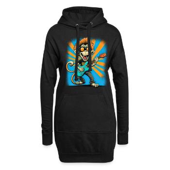 Affe Schimpanse spielt Acousitc Rock Gitarre - Hoodie-Kleid - Schwarz - Vorne