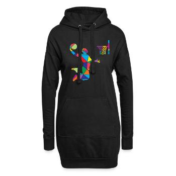 Ballon de basket-ball Low Poly Polygon - Sweat-shirt à capuche long Femme - noir - Devant