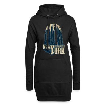 New York Skyline - Wo Träume Den Himmel Erreichen - Hoodie-Kleid - Schwarz - Vorne