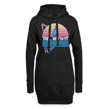 Nymphensittich Papagei Retro - Hoodie-Kleid - Schwarz - Vorne