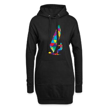 Low Poly Windsurfen Polygon Windsurfen - Hoodie-Kleid - Schwarz - Vorne