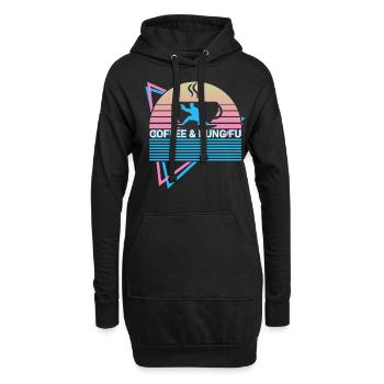 Kung Fu Retro - Hoodie-Kleid - Schwarz - Vorne