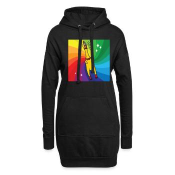 Rubber Chickens Regenbogen Gummihuhn - Hoodie-Kleid - Schwarz - Vorne