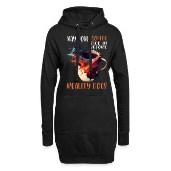 Que votre café entre en jeu avant que la réalité ne le fasse 59 - Sweat-shirt à capuche long Femme - noir - Devant