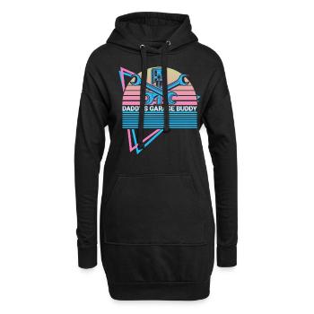 Drôle de mécanicien fils père - Sweat-shirt à capuche long Femme - noir - Devant
