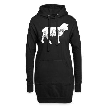 Schaf Blumen Schafe Blüten Schäfchen - Hoodie-Kleid - Schwarz - Vorne