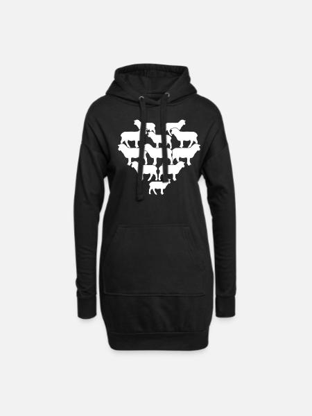 Schaf Schafe Herz Schäfchen - Hoodie-Kleid - Schwarz