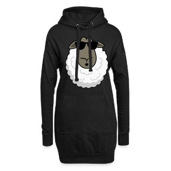 Schaf mit Sonnenbrille Schafe Schäfchen - Hoodie-Kleid - Schwarz - Vorne