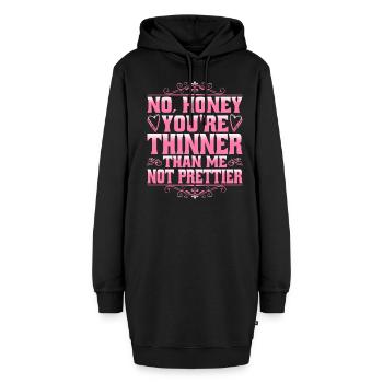 Non, chérie, tu es plus mince que moi, pas plus jolie 3 - Sweat-shirt à capuche long Femme - noir - Devant
