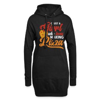 Pizzabäcker Crust Une fille qui aime faire de la pizza - Sweat-shirt à capuche long Femme - noir - Devant