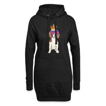 Beagle Dog Reine Elizabeth II Couronne britannique - Sweat-shirt à capuche long Femme - noir - Devant