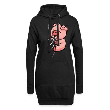 Un cochon affamé mord dans sa chemise - Sweat-shirt à capuche long Femme - noir - Devant