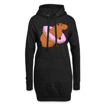Capybara Donut Capybaras - Hoodie-Kleid - Schwarz - Vorne