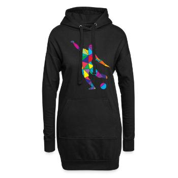 Low Poly Torwart Polygon Fußball - Hoodie-Kleid - Schwarz - Vorne