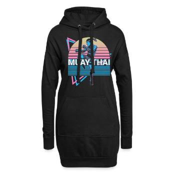 Muay Thai Kickboxen Retro - Hoodie-Kleid - Schwarz - Vorne