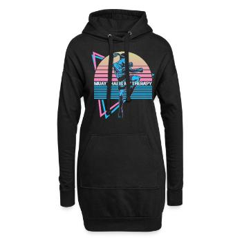 Muay Thai Kickboxen Retro - Hoodie-Kleid - Schwarz - Vorne