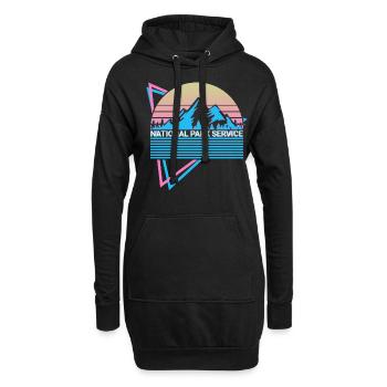 National Park Retro - Hoodie-Kleid - Schwarz - Vorne