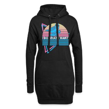 Perruche Perruche Rétro - Sweat-shirt à capuche long Femme - noir - Devant