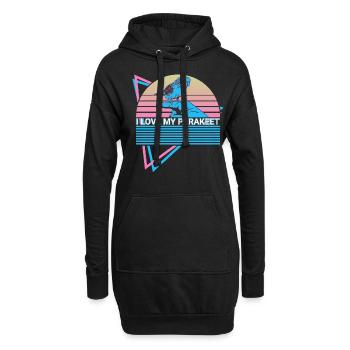 Perruche Perruche Rétro - Sweat-shirt à capuche long Femme - noir - Devant