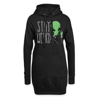 Bleiben Sie Seltsam Außerirdischer Außerirdischer - Hoodie-Kleid - Schwarz - Vorne