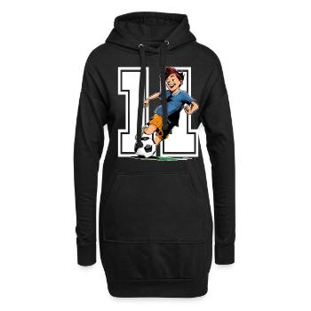 Anniversaire de football - garçon de 11 ans - 11. - Sweat-shirt à capuche long Femme - noir - Devant