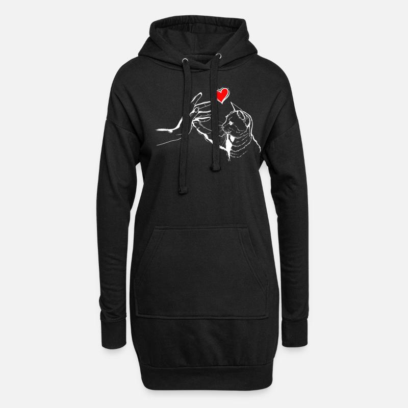 Katze Herz High Five - Hoodie-Kleid - Schwarz