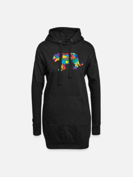 Low Poly Tiger Geometrie Polygon Tiger - Hoodie-Kleid - Schwarz