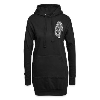 Tiger Kunst Tigerkopf Tiermotiv mit Wildtieren - Hoodie-Kleid - Schwarz - Vorne