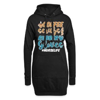 Gommages à café et gants en caoutchouc #nurselife 4 - Sweat-shirt à capuche long Femme - noir - Devant
