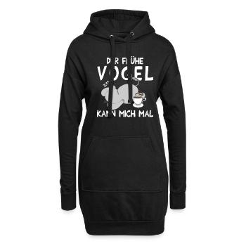 Der Frühe Vogel kann mich mal Elefant Kaffee - Hoodie-Kleid - Schwarz - Vorne