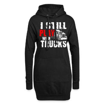 Je joue toujours avec Trucks Trucker Truck - Sweat-shirt à capuche long Femme - noir - Devant