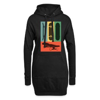 Skateboard Retro Skate Skater - Hoodie-Kleid - Schwarz - Vorne