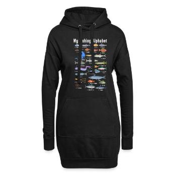 Mein Angel Alphabet Fischer Angeln Fisch Angler - Hoodie-Kleid - Schwarz - Vorne