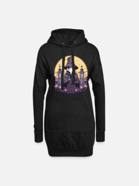 Pastell Goth Niedlicher Gruseliger Pestdoktor - Hoodie-Kleid - Schwarz