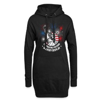 Indépendance des États-Unis Patriotic American - Sweat-shirt à capuche long Femme - noir - Devant