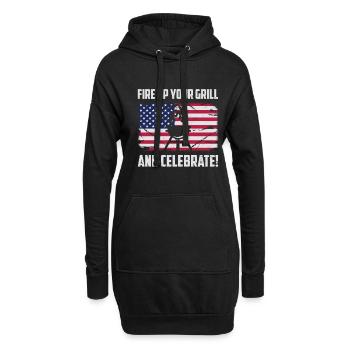 Barbecue de l’indépendance des États-Unis Drapeau américain - Sweat-shirt à capuche long Femme - noir - Devant