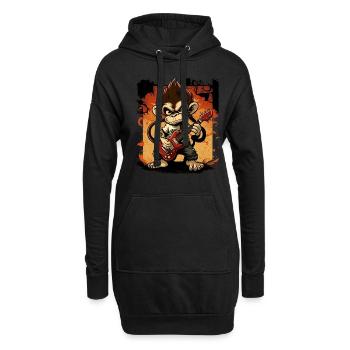 Affe Schimpanse spielt Acousitc Rock Gitarre - Hoodie-Kleid - Schwarz - Vorne