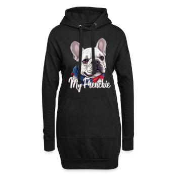 Niedliche Bulldogge Mops Hund - Hoodie-Kleid - Schwarz - Vorne