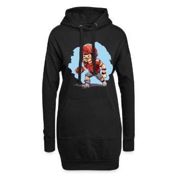 American Football Spielender Junge - Kids - Hoodie-Kleid - Schwarz - Vorne