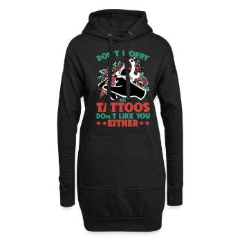 Ne t’inquiète pas mes tatouages ne t’aiment pas non plus 2 - Sweat-shirt à capuche long Femme - noir - Devant