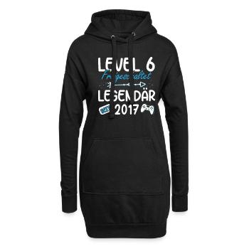Level 6 Jahre Geburtstagsshirt Gamer 2017 - Hoodie-Kleid - Schwarz - Vorne