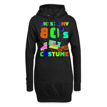 80er Jahre Retro KostümMottoparty Kostüm 90s Party - Hoodie-Kleid - Schwarz - Vorne