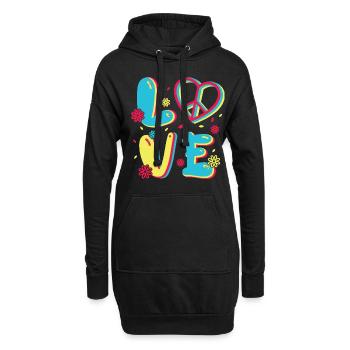 80er Jahre Retro KostümMottoparty Kostüm 90s Party - Hoodie-Kleid - Schwarz - Vorne
