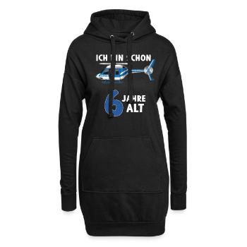 Polizei Hubschrauber Geburtstagsshirt 6 Jahre - Hoodie-Kleid - Schwarz - Vorne