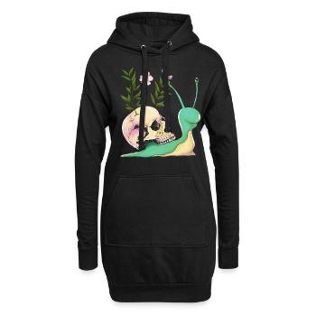Dunkler Cottagecore Ästhetischer Kawaii-Schneckens - Hoodie-Kleid - Schwarz - Vorne