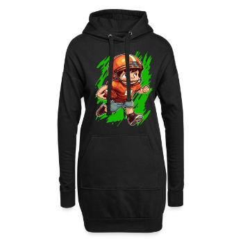 American Football Spielender Junge - Kids - Hoodie-Kleid - Schwarz - Vorne
