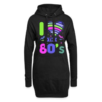 80er Jahre Retro KostümMottoparty Kostüm 90s Party - Hoodie-Kleid - Schwarz - Vorne