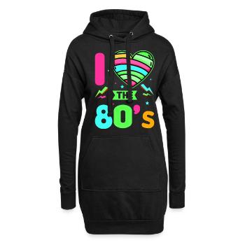 80er Jahre Retro KostümMottoparty Kostüm 90s Party - Hoodie-Kleid - Schwarz - Vorne