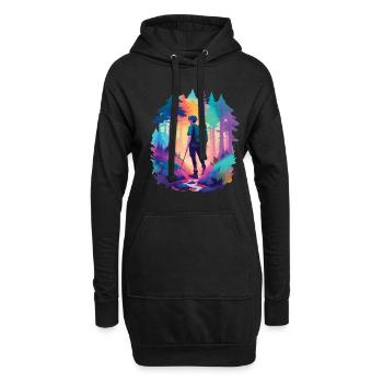 Hiking Natur Wandern Urlaub Wanderer im Wald - Hoodie-Kleid - Schwarz - Vorne